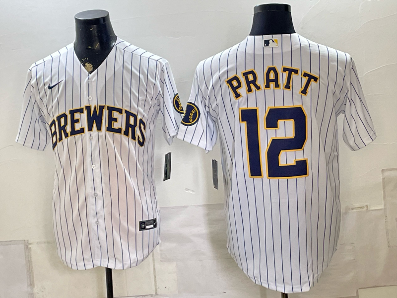 Men 2026 Milwaukee Brewers #12 Pratt white Game Nike MLB Jersey 081101->buffalo bills->NFL Jersey